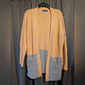Simply Styled Peach and blue long cardigan with front pockets Sz.L